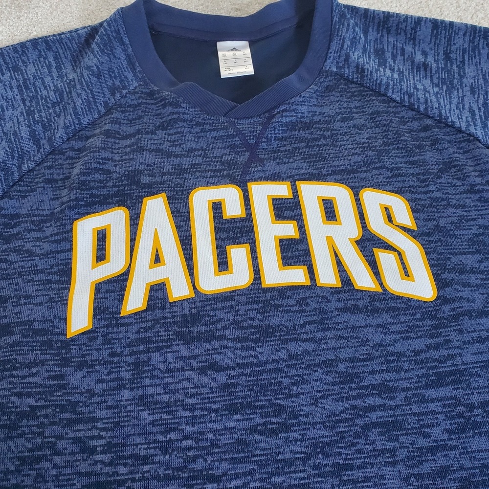 Adidas‎ Indiana Pacers Knit Pullover Shirt Size 2XL Heathered Blue NBA
